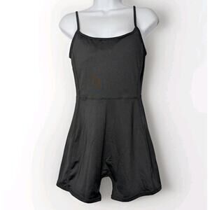 Refuge Athletics Black Romper Biker Shorts Spaghetti Strap Workout One Piece L